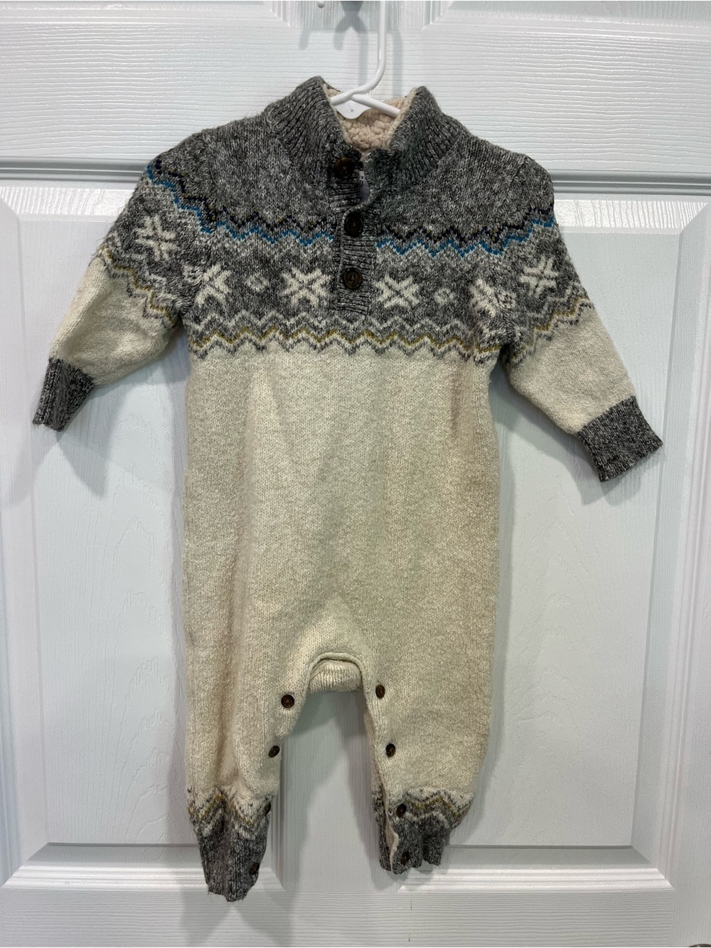 GAP Ivory and Gray Fair Isle Knit One-Piece